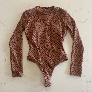 Fendi x SKIMS Mock Neck Long Sleeve Bodysuit